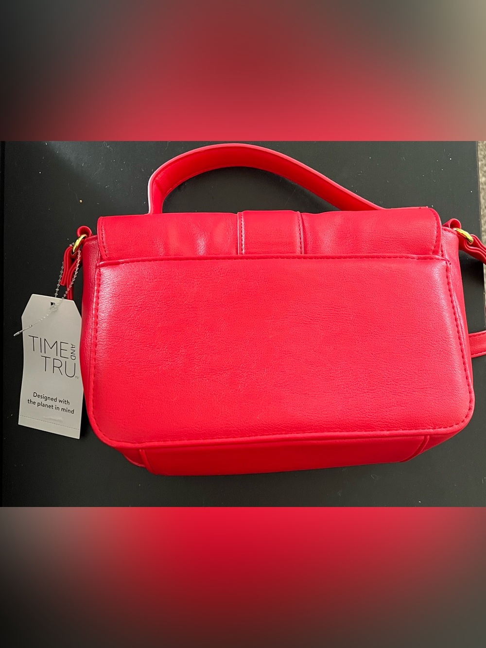 Time and Tru Red Crossbody Bag with Gold Hardware - Picture 2 of 6